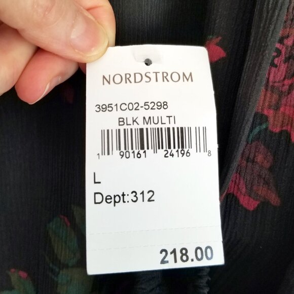 Paige Emilia Top Size L Black Multi-Joplin Rose Sheer NWT Floral Balloon Sleeves - Picture 8 of 16